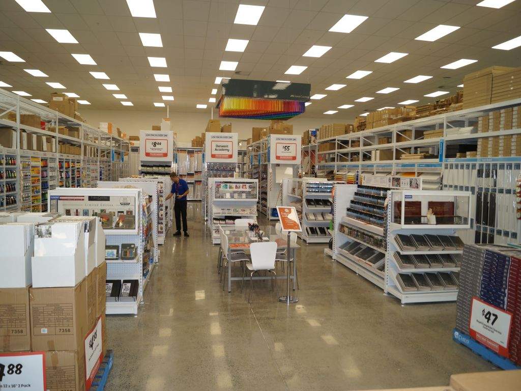 The super-sized art and craft section at Officeworks' new Mentone store.